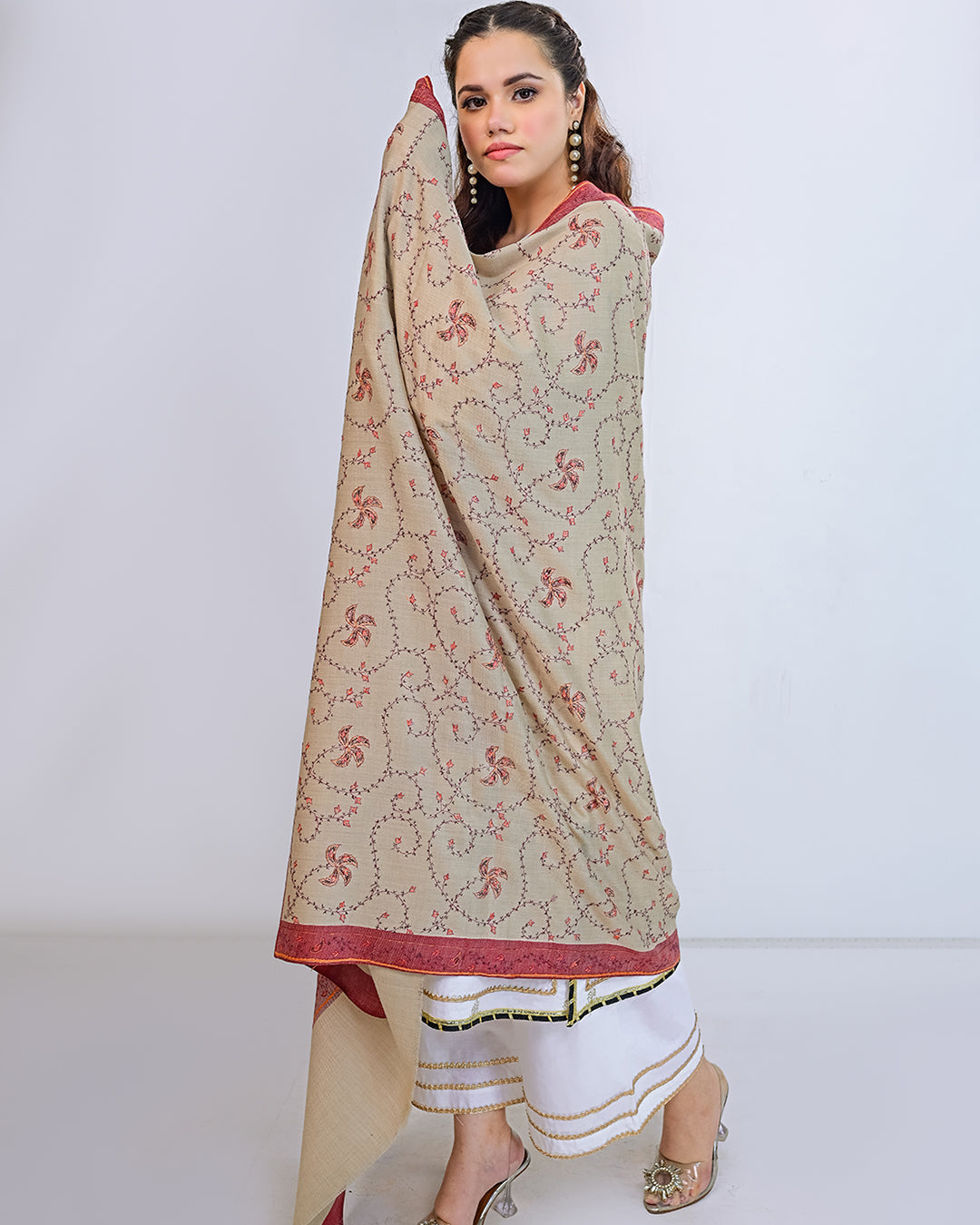 EMBROIDERED PASHMINA SHAWL - ARIA