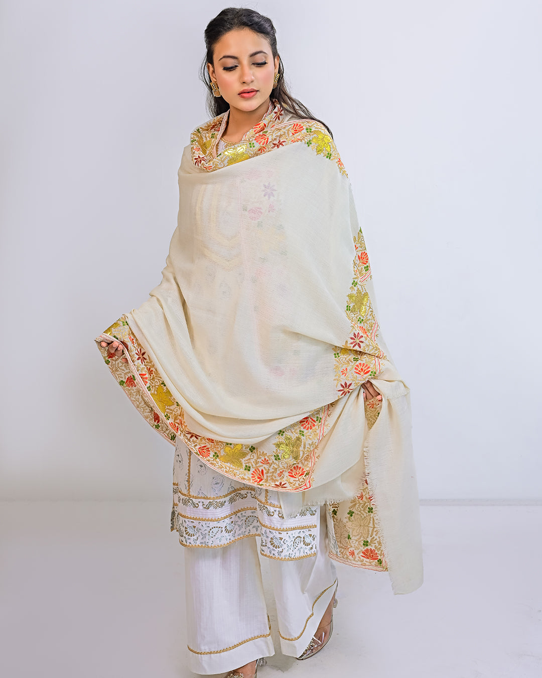 EMBROIDERED PASHMINA SHAWL - LUANA