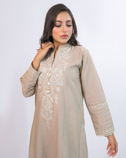 SOLID EMBROIDERED CO-ORD -Arzoo